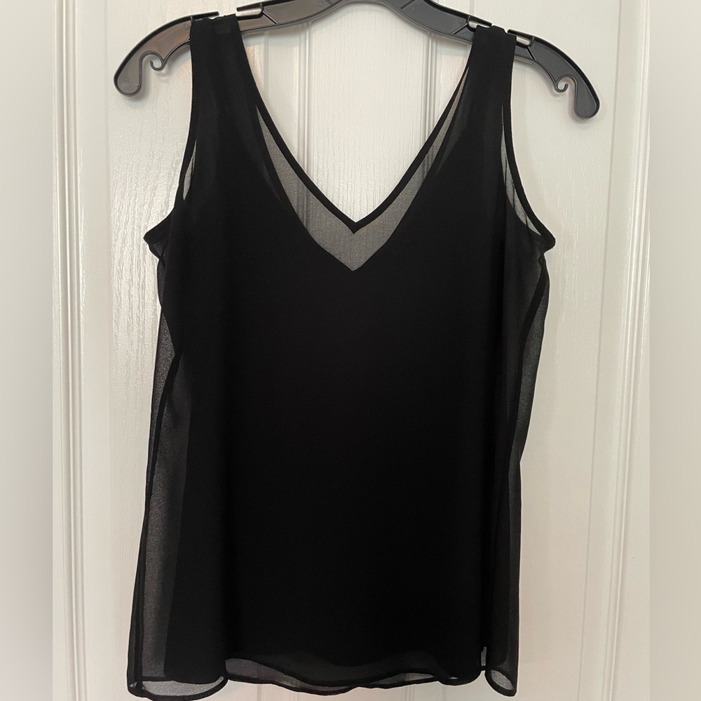 Women’s White House Black Market xxs black camisole tank v neck double layer